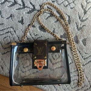 Transparent Black and Gold Chain Bag